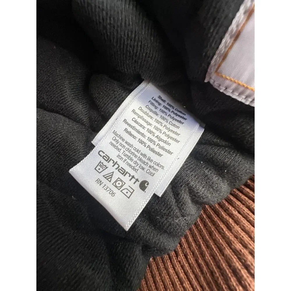 Carhartt Baby Toddler Jacket 18M Brown Hooded Quilt Lined Full Zip Coat 18 Month